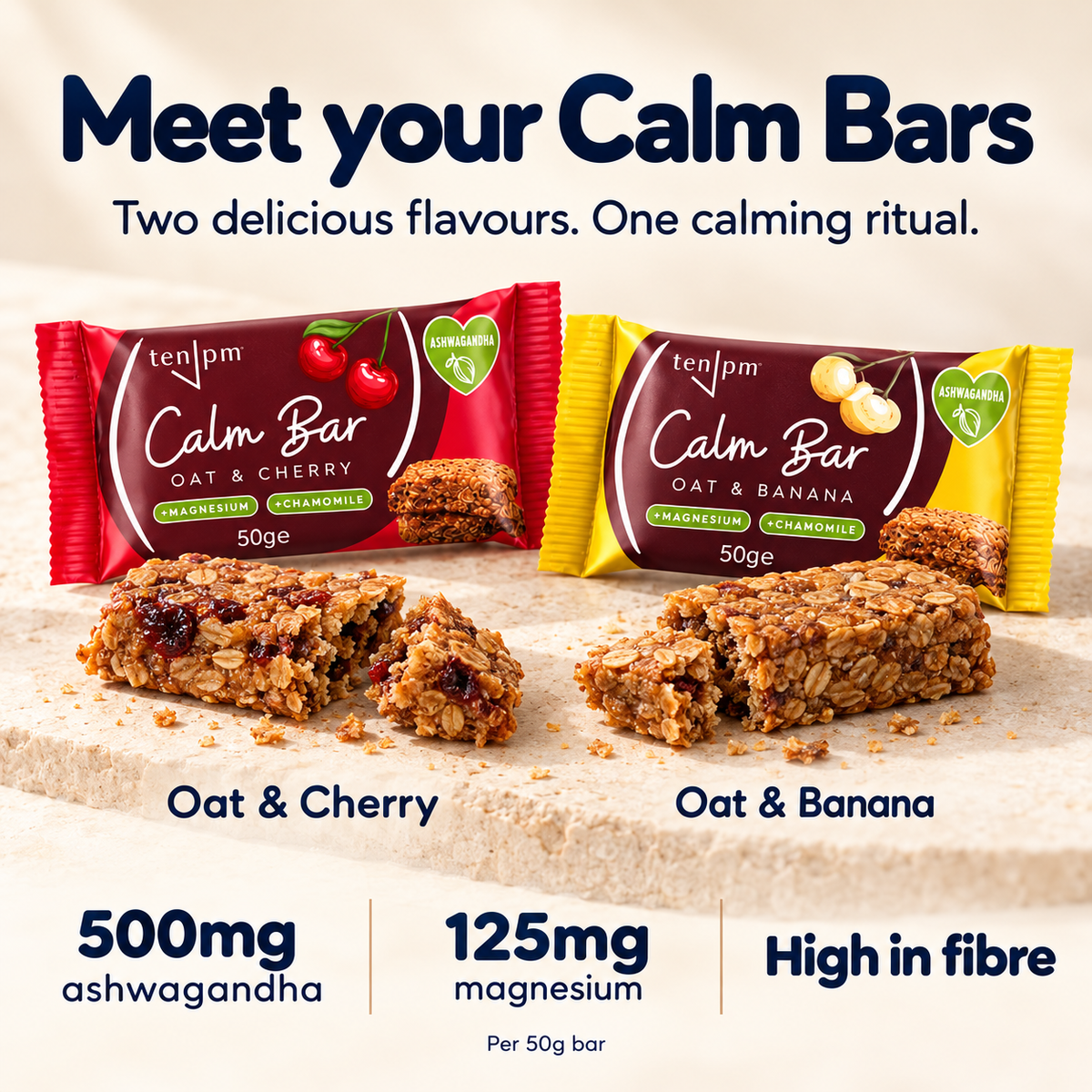 Meet your Calm Bars — Oat & Cherry and Oat & Banana